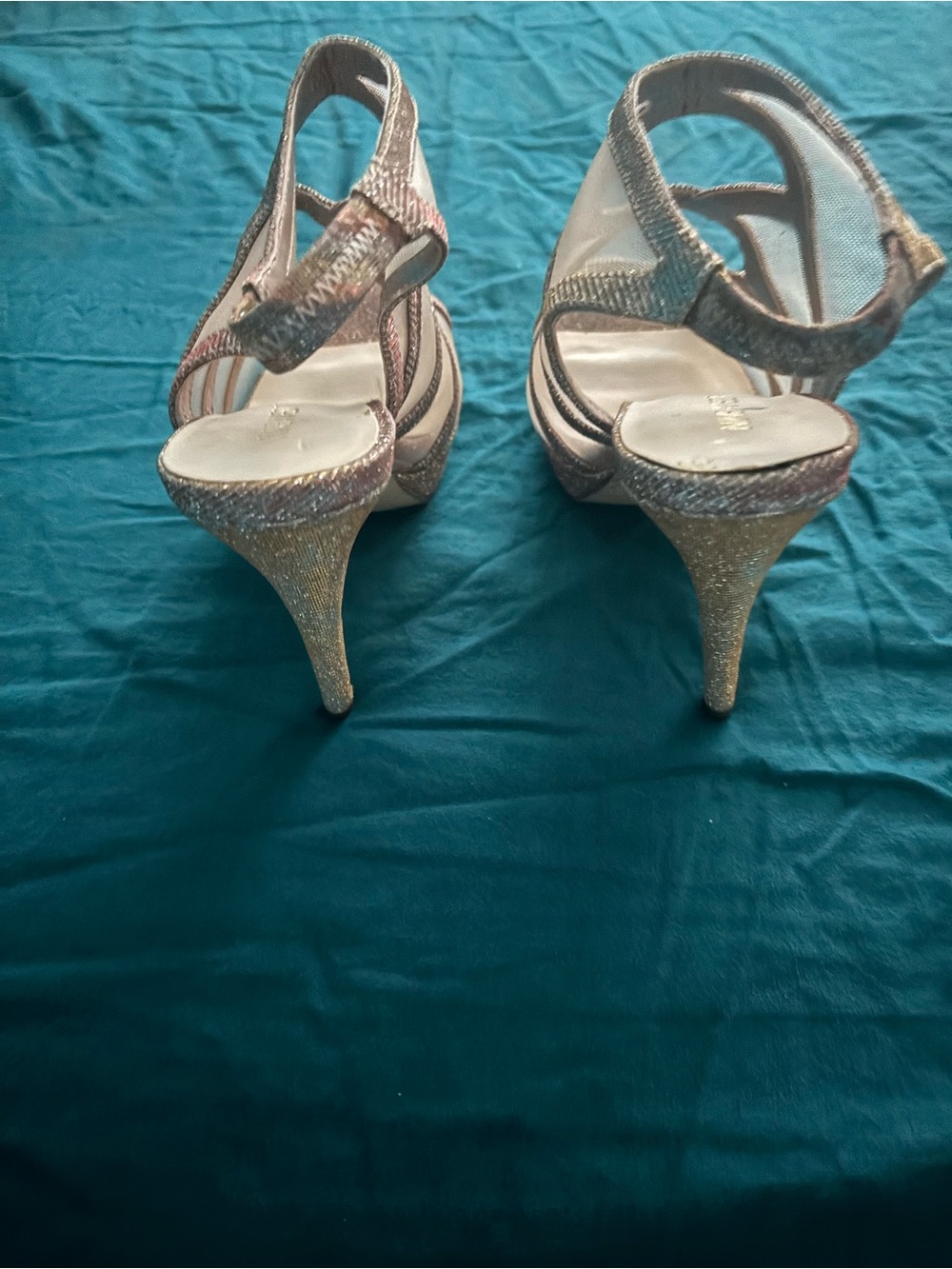 Nine West Pink Glitter Multicolor Strappy Heels - Picture 3 of 4